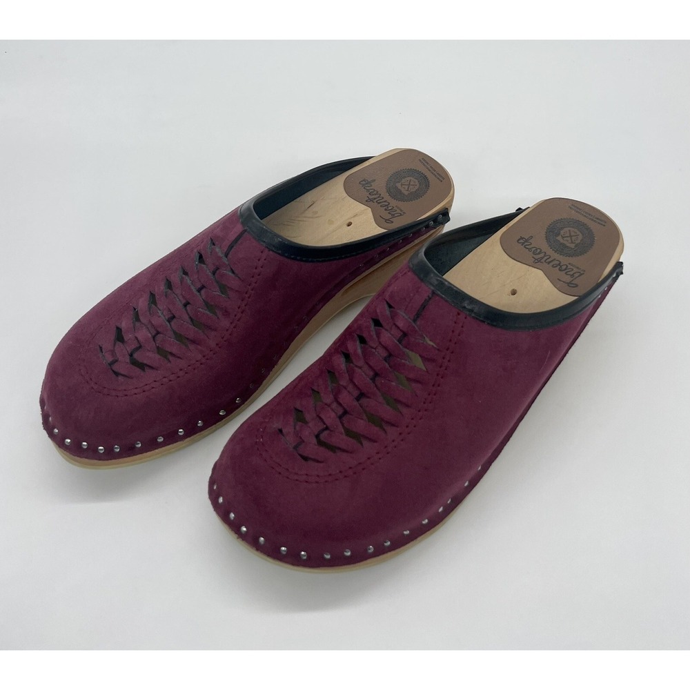 Troentorp Clogs Burgundy Shoes suede size EU 36‎ US 6 Casual Comfy Work